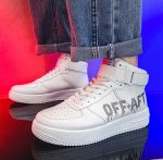 画像5: high top leather OFF AFT LOGO  LACE-UP SNEAKERS shoes 　ユニセックス男女兼用ハイカットレザーOFF AFTロゴレースアップスニーカー カジュアル シューズ (5)
