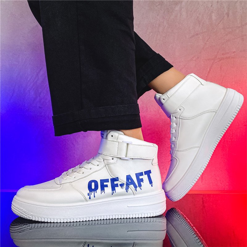 画像8: high top leather OFF AFT LOGO  LACE-UP SNEAKERS shoes 　ユニセックス男女兼用ハイカットレザーOFF AFTロゴレースアップスニーカー カジュアル シューズ (8)