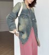 画像3: collarless denim jacket 　男女兼用ユニセックスノーカラー丸首デニムジャケット (3)