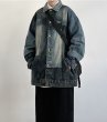 画像3: loose retro stitching denim jacket  blouson ユニセックス 男女兼用オーバーサイズデニムパッチワークGジャンジャケット  ブルゾン (3)