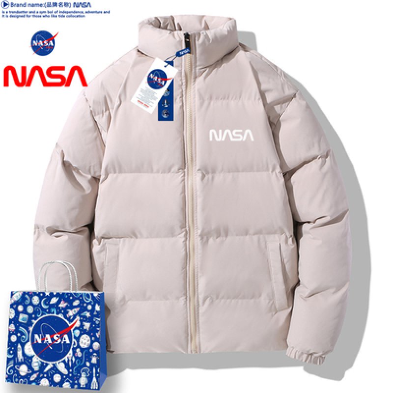 画像6: simple NASA logo Down jacket baseball uniform jacket blouson ユニセッ クス男女兼用シンプルNASAナサロゴ ダウンジャケットジャケットスタジアムジャンパー スタジャン ブルゾンバイカージャケット (6)