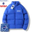 画像4: simple NASA logo Down jacket baseball uniform jacket blouson　ユニセッ クス男女兼用シンプルNASAナサロゴ ダウンジャケットジャケットスタジアムジャンパー スタジャン ブルゾンバイカージャケット (4)