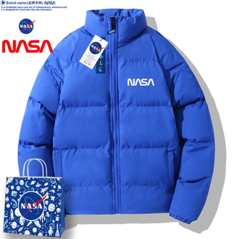 画像4: simple NASA logo Down jacket baseball uniform jacket blouson ユニセッ クス男女兼用シンプルNASAナサロゴ ダウンジャケットジャケットスタジアムジャンパー スタジャン ブルゾンバイカージャケット (4)