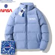 画像5: simple NASA logo Down jacket baseball uniform jacket blouson　ユニセッ クス男女兼用シンプルNASAナサロゴ ダウンジャケットジャケットスタジアムジャンパー スタジャン ブルゾンバイカージャケット (5)