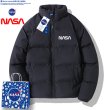 画像3: simple NASA logo Down jacket baseball uniform jacket blouson　ユニセッ クス男女兼用シンプルNASAナサロゴ ダウンジャケットジャケットスタジアムジャンパー スタジャン ブルゾンバイカージャケット (3)