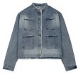 画像7: stand collar fringe Denim Jacket  jumper ユニセックス 男女兼用スタンドカラーフリンジGジャンジャケット ブルゾン スタジャン (7)