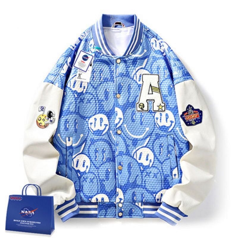 画像2: NASA x Smile jumperBASEBALL JACKET baseball uniform jacket blouson ユニセックス 男女兼用NASAナサ××スマイルスタジアムジャンパー スタジャン MA-1 ボンバー ジャケット ブルゾン (2)
