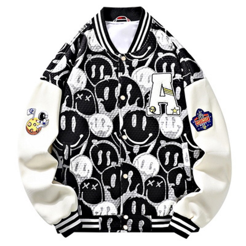 画像1: NASA x Smile jumperBASEBALL JACKET baseball uniform jacket blouson ユニセックス 男女兼用NASAナサ××スマイルスタジアムジャンパー スタジャン MA-1 ボンバー ジャケット ブルゾン (1)
