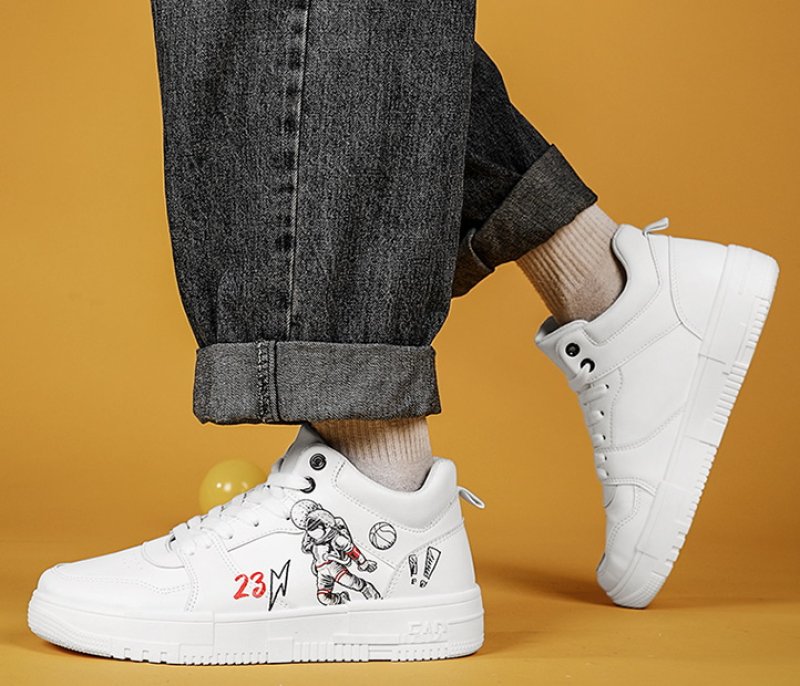 画像5: Astronaut x Throwing Ballhigh top leather LACE-UP SNEAKERS shoes  ユニセックス男女兼用ハイカットレザー宇宙飛行士×スローイングボールレースアップスニーカー カジュアル シューズ (5)