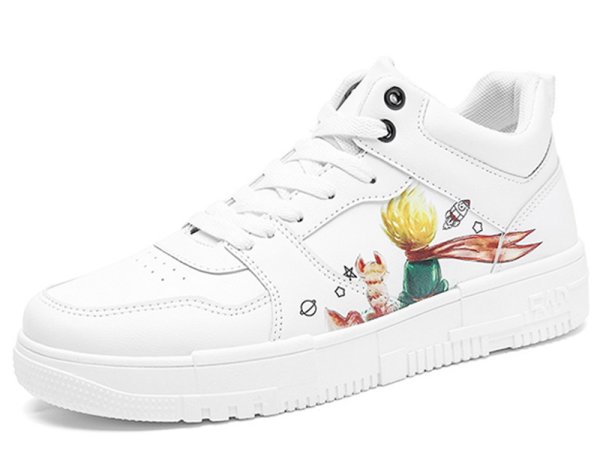 画像1: little prince leather LACE-UP SNEAKERS shoes 　ユニセックス男女兼用ハイカットレザー星の王子さまレースアップスニーカー カジュアル シューズ (1)