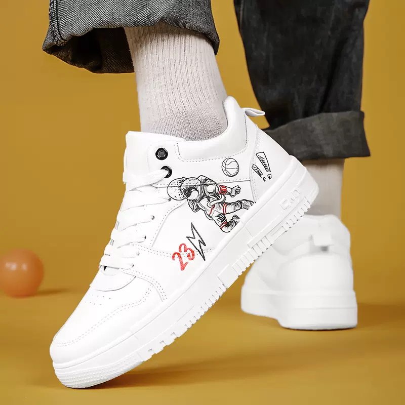 画像4: Astronaut x Throwing Ballhigh top leather LACE-UP SNEAKERS shoes  ユニセックス男女兼用ハイカットレザー宇宙飛行士×スローイングボールレースアップスニーカー カジュアル シューズ (4)