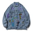 画像1: Graffiti Denim G Jean Jacket jumper ユニセックス 男女兼用グラフィック落書きデニムGジャンジャケット ブルゾン スタジャン (1)