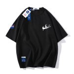 画像1: NASA x Astronaut x Raindrop swoosh Print Short-sleeved T-shirt　ユニセックス男女兼用 NASA ナサ ×宇宙飛行士×雨だれスウォッシュプリント 半袖Tシャツ (1)