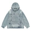 画像7: Unisex denim hoodie jacketHoodie  ユニセックス 男女兼用デニムフーディパーカー (7)
