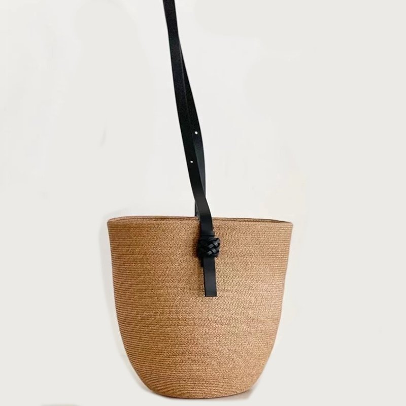 画像3: One-shoulder underarm  Straw woven bag TOTE SHOULDER BAG ワンショルダーアンダーアーム籠かごトートショルダーバッグ (3)