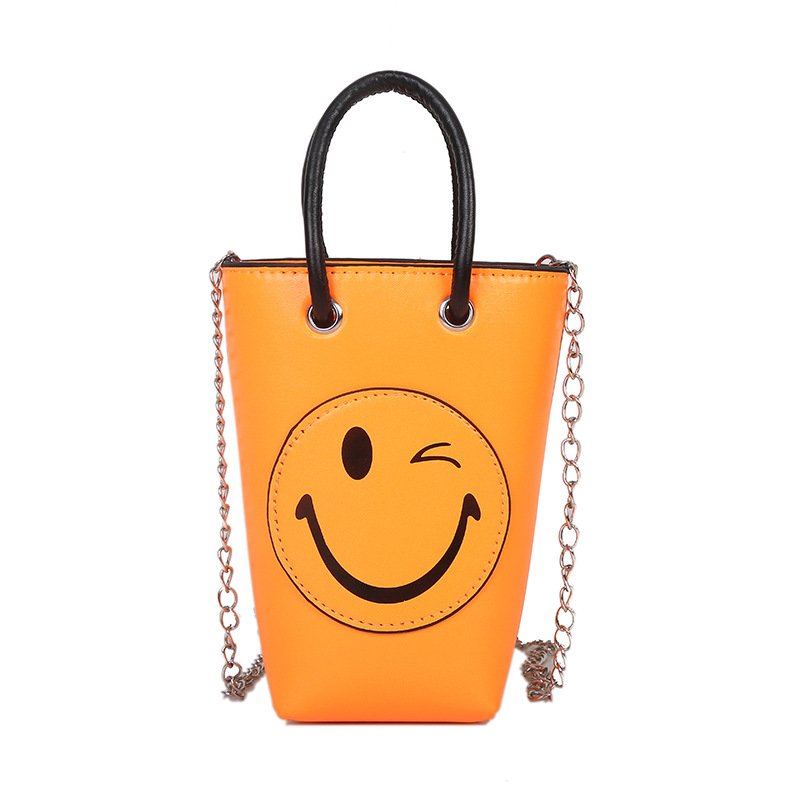 画像2: Smile bucket mobile phone bag all-match chain candy color messenger bag tote shoulder handbag スマイルキャンディーカラートートショルダーチェーンハンドバッグ (2)