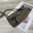 画像9: retro canvas army cloth rhombic chain small square bag TOTE SHOULDER BAG　キャンバスダメージキルティングクロス付きチェーントートショルダーバッグ (9)