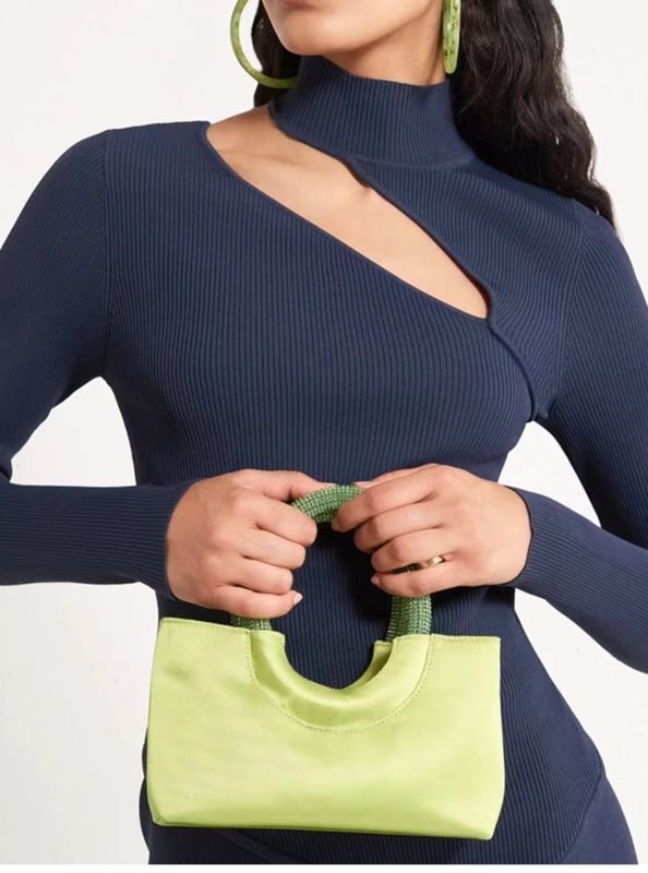 画像4: diamond-encrusted handbag TOTE  BAG ラインストーンハンドルスモールトートバッグ (4)