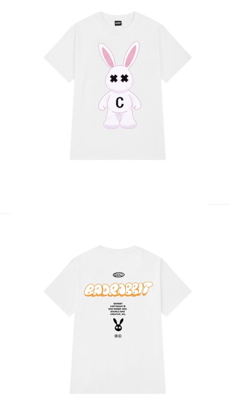 画像3: Rabbit retro cotton x kaws Print Short-sleeved T-shirt　ユニセックス男女兼用ラビット＆カウズリント 半袖Tシャツ (3)