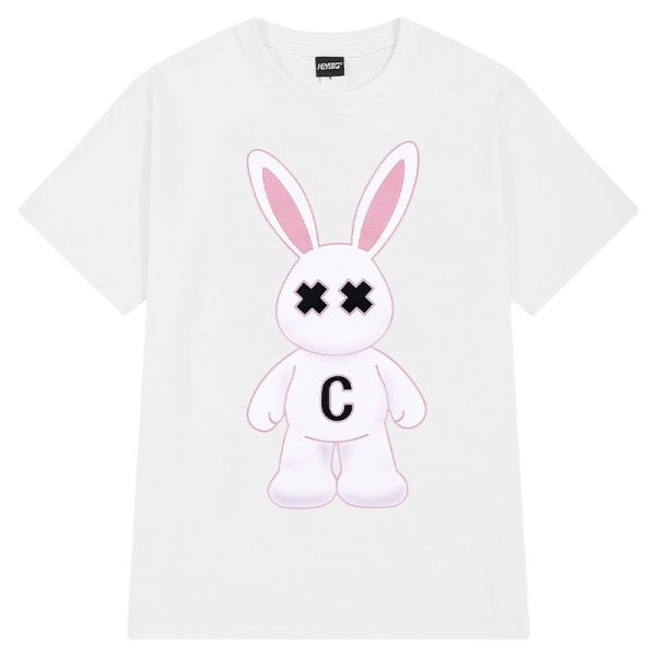 画像1: Rabbit retro cotton x kaws Print Short-sleeved T-shirt　ユニセックス男女兼用ラビット＆カウズリント 半袖Tシャツ (1)