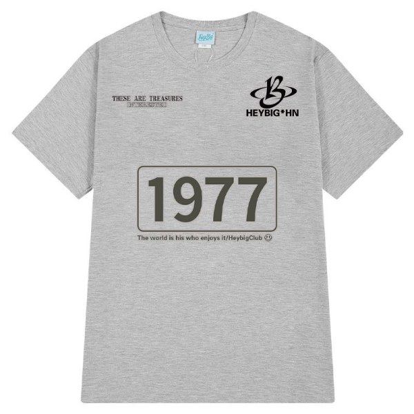 画像1: 1977logo Print Short-sleeved T-shirt　ユニセックス男女兼用1977ロゴリント 半袖Tシャツ (1)