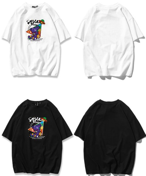 画像5: colorful bear Print Short-sleeved T-shirt　ユニセックス男女兼用カラフルベア熊プリント 半袖Tシャツ (5)