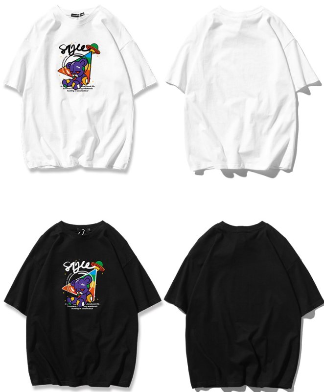 画像5: colorful bear Print Short-sleeved T-shirt ユニセックス男女兼用カラフルベア熊プリント 半袖Tシャツ (5)