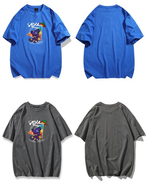 画像6: colorful bear Print Short-sleeved T-shirt　ユニセックス男女兼用カラフルベア熊プリント 半袖Tシャツ (6)
