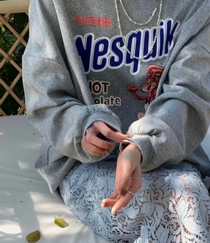 画像6: NESTLE NESQUIK x Letter Rabbit pullover round neck  sweater  ユニセックス NESTLE NESQUIK ×レターラビットラウンドネックプルオーバトレーナー (6)