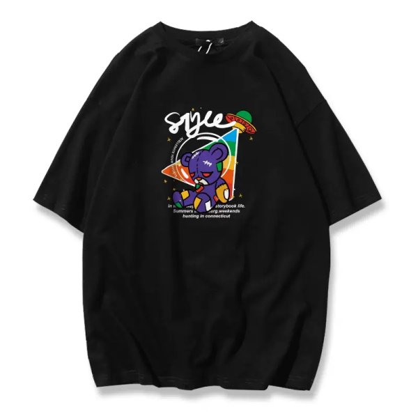 画像3: colorful bear Print Short-sleeved T-shirt　ユニセックス男女兼用カラフルベア熊プリント 半袖Tシャツ (3)