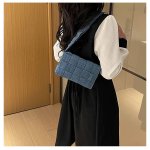 画像9: denim woven tofu plaid cross-body simple  bag square bag TOTE SHOULDER BAG　デニムメッシュ編み込みクロスボディショルダーバッグ (9)