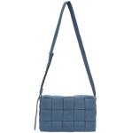 画像1: denim woven tofu plaid cross-body simple  bag square bag TOTE SHOULDER BAG　デニムメッシュ編み込みクロスボディショルダーバッグ (1)
