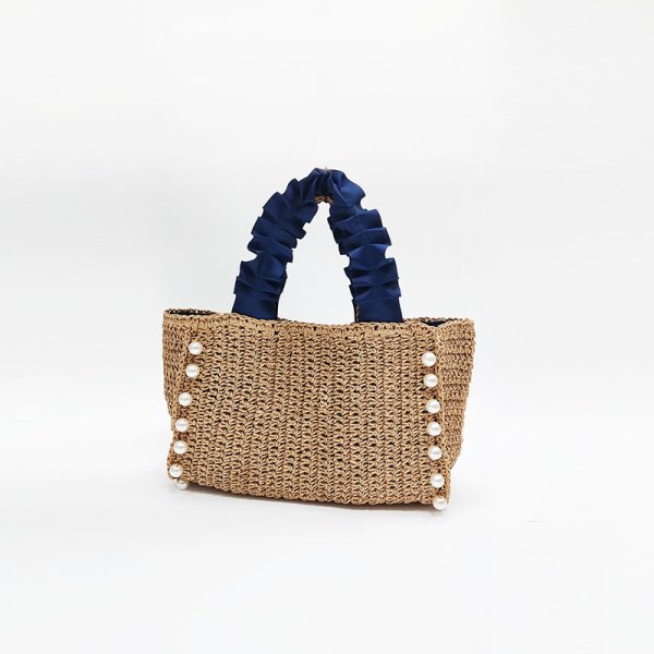 画像4: Pearl point basket tote bag  Straw woven bag 　パールポイント籠かごトートバッグショルダーバッグ (4)