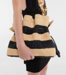 画像3: Striped drawstring sasa basket shoulder tote bag Straw woven bag 　SASAボーダー籠かごショルダートートバッグ (3)