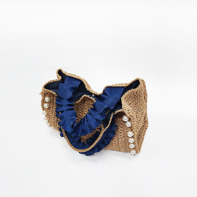 画像6: Pearl point basket tote bag  Straw woven bag  パールポイント籠かごトートバッグショルダーバッグ (6)