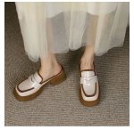 画像7: square head patent leather British style Baotou semi-slippers shoes pumps　パオトゥパテントレザープラットフォーム厚底ブリティッシュハーフサンダルローファーパンプス　スリッポン (7)