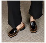画像3: square head patent leather British style Baotou semi-slippers shoes pumps　パオトゥパテントレザープラットフォーム厚底ブリティッシュハーフサンダルローファーパンプス　スリッポン (3)