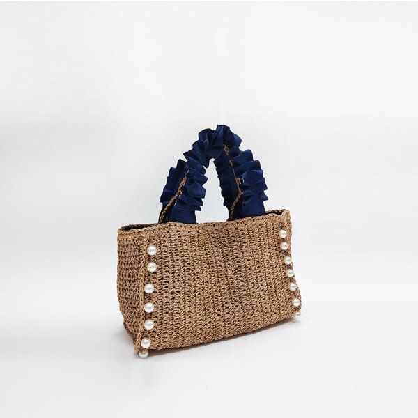 画像3: Pearl point basket tote bag  Straw woven bag 　パールポイント籠かごトートバッグショルダーバッグ (3)