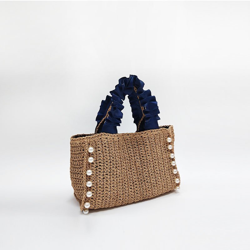 画像3: Pearl point basket tote bag  Straw woven bag  パールポイント籠かごトートバッグショルダーバッグ (3)