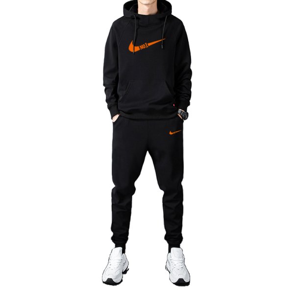 画像1: Men& Women NO1 Broken swoosh Setup Hoodie and Pants Set  バスケットNO１ブロークン スウォッシュ プリントセットアップユニセックス男女兼用スウェットフーディ＆パンツセット (1)