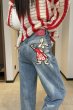 画像5: RABBIT EMBROIDERED DENIM JEANS Denim Pants   ラビットうさぎ刺繍デニム  パンツ ジーンズ (5)