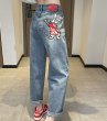 画像6: RABBIT EMBROIDERED DENIM JEANS Denim Pants   ラビットうさぎ刺繍デニム  パンツ ジーンズ (6)