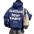 画像1: Vintage Feeling Blue Today  Print Hoodie  フィーリング ブルー トゥデイ　プリント フーディー パーカーユニセックス 男女兼用 (1)