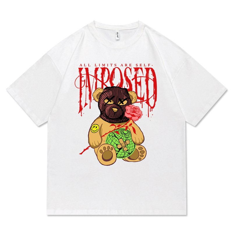 画像2: Unisex hip -hop Bear Print round neck T-shirt  ユニセックス男女兼用ヒップホップベア熊半袖 Tシャツ (2)