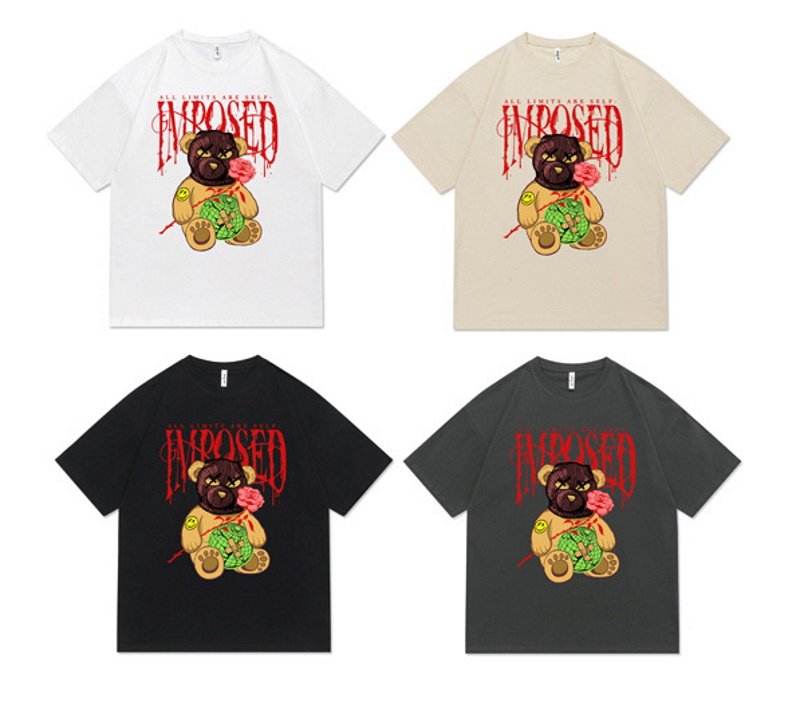 画像5: Unisex hip -hop Bear Print round neck T-shirt  ユニセックス男女兼用ヒップホップベア熊半袖 Tシャツ (5)