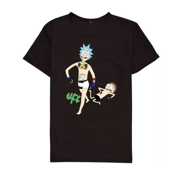 画像1: Unisex Rick and Morty Be surprised face cartoon print round neck short-sleeved T-shirt  ユニセックス男女兼用リック・アンド・モーティUFC半袖 Tシャツ (1)