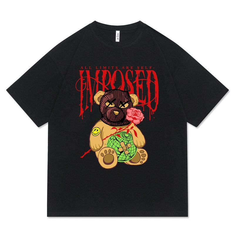 画像4: Unisex hip -hop Bear Print round neck T-shirt  ユニセックス男女兼用ヒップホップベア熊半袖 Tシャツ (4)