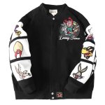 画像2: Rooney Tunes Tweey jumperBASEBALL JACKET baseball uniform jacket blouson ユニセックス 男女兼用刺繍スタジアムジャンパー スタジャン MA-1 ボンバー ジャケット ブルゾン (2)