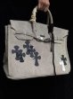 画像4: BK tote shoulder bag with denim cross emblem　デニムクロスエンブレム付きBKトートショルダーバッグ (4)