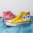 画像4: 23 Men's Unisex Sponge Bob ＆ Patrick high-top lace-up sneakers basketball shoes  スポンジボブ  パトリック ハイカット キャンバス レースアップ スニーカー バスケットシューズ (4)